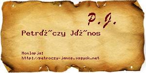 Petróczy János névjegykártya