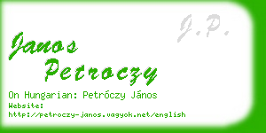 janos petroczy business card